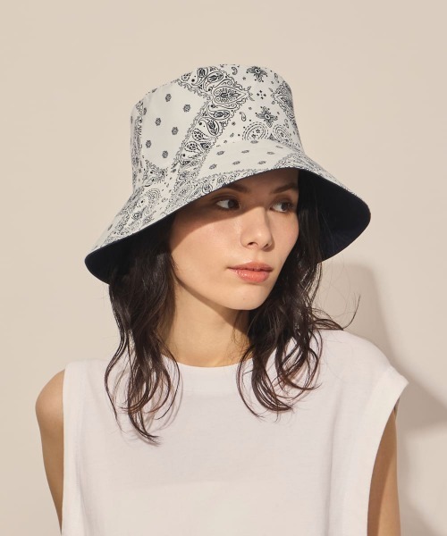 arth(アース)の「arth Bandana Ribbon Bucket / アース(ハット・レディース・ホワイト/ライトブルー/ブラウン・M/57.5cm)」の4枚目の写真