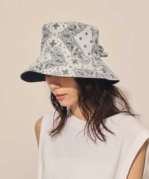 arth(アース)の「arth Bandana Ribbon Bucket / アース(ハット・レディース・ホワイト/ライトブルー/ブラウン・M/57.5cm)」の5枚目の写真
