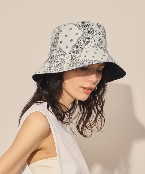 arth(アース)の「arth Bandana Ribbon Bucket / アース(ハット・レディース・ホワイト/ライトブルー/ブラウン・M/57.5cm)」の8枚目の写真