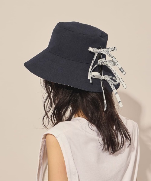arth(アース)の「arth Bandana Ribbon Bucket / アース(ハット・レディース・ホワイト/ライトブルー/ブラウン・M/57.5cm)」の10枚目の写真