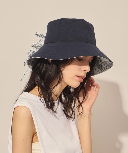 arth(アース)の「arth Bandana Ribbon Bucket / アース(ハット・レディース・ホワイト/ライトブルー/ブラウン・M/57.5cm)」の11枚目の写真