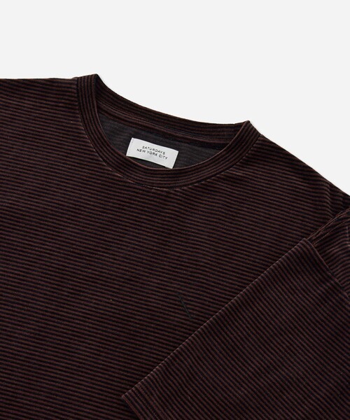 Saturdays NYC（サタデーズ ニューヨークシティ ）の「Velour Stripe Relaxed SS T-Shirt（Tシャツ/カットソー・メンズ・ブルー/ダークブラウン/ベージュ・M/L/S）」の7枚目の写真