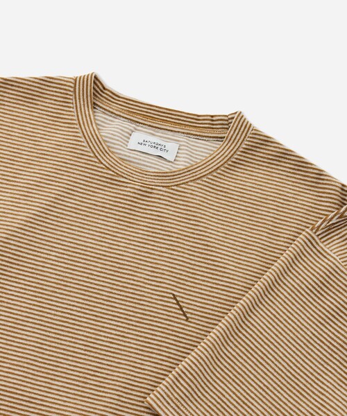 Saturdays NYC（サタデーズ ニューヨークシティ ）の「Velour Stripe Relaxed SS T-Shirt（Tシャツ/カットソー・メンズ・ブルー/ダークブラウン/ベージュ・M/L/S）」の8枚目の写真