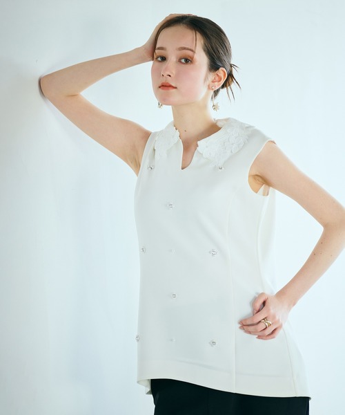 Audie a Muses(オーディアミューズ)の「2WAYノースリーブブラウス(シャツ/ブラウス・レディース・ブラック/オフホワイト・38/42)」の7枚目の写真