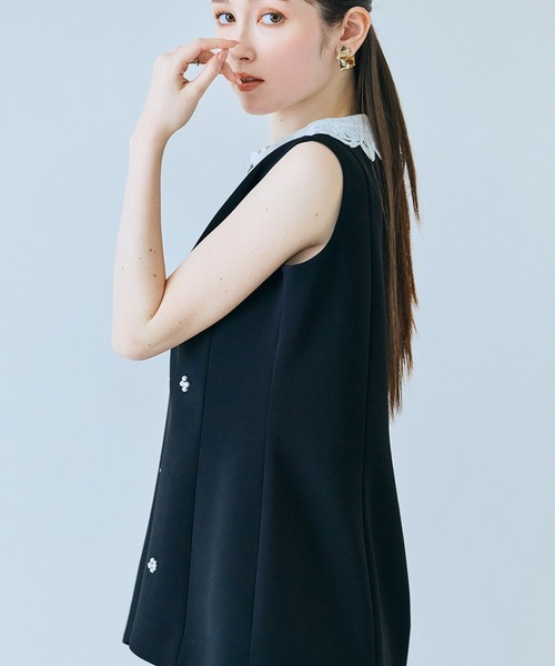 Audie a Muses(オーディアミューズ)の「2WAYノースリーブブラウス(シャツ/ブラウス・レディース・ブラック/オフホワイト・38/42)」の21枚目の写真