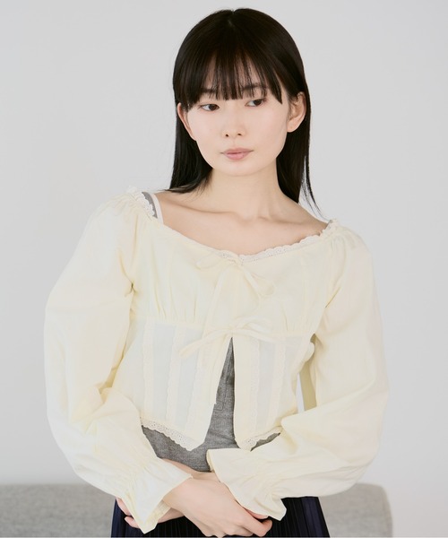 ROOPTOKYO（ループトウキョウ）の「フロントリボン　レースブラウス（シャツ/ブラウス・レディース・アイボリー/ホワイト/ブラック/ライトブルー・FREE）」の21枚目の写真