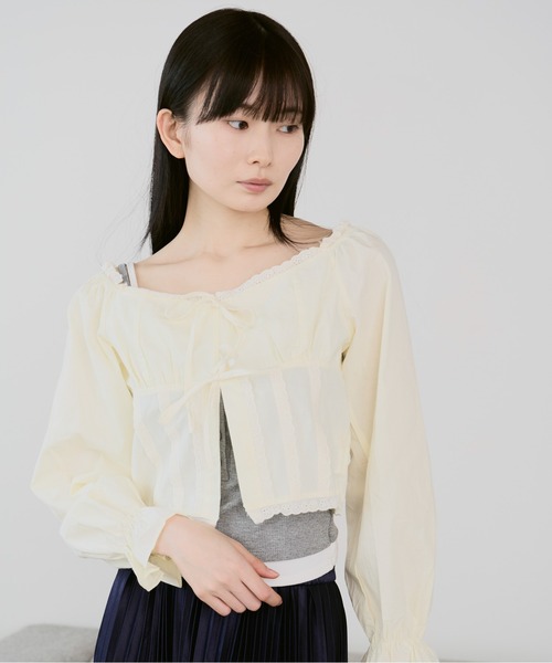 ROOPTOKYO（ループトウキョウ）の「フロントリボン　レースブラウス（シャツ/ブラウス・レディース・アイボリー/ホワイト/ブラック/ライトブルー・FREE）」の14枚目の写真