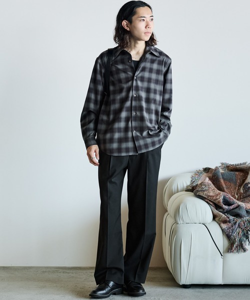WYM LIDNM（ウィム バイ リドム）の「LOFTY DRAPE OMBRE CHECK SHIRT（シャツ/ブラウス・メンズ・アッシュブラウン/チャコール・S/M/L）」の8枚目の写真