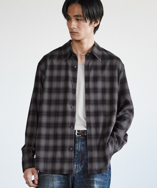 WYM LIDNM（ウィム バイ リドム）の「LOFTY DRAPE OMBRE CHECK SHIRT（シャツ/ブラウス・メンズ・アッシュブラウン/チャコール・S/M/L）」の6枚目の写真