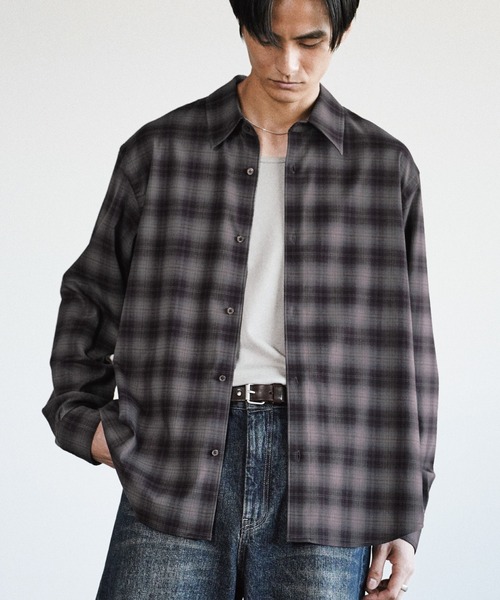 WYM LIDNM（ウィム バイ リドム）の「LOFTY DRAPE OMBRE CHECK SHIRT（シャツ/ブラウス・メンズ・アッシュブラウン/チャコール・S/M/L）」の11枚目の写真