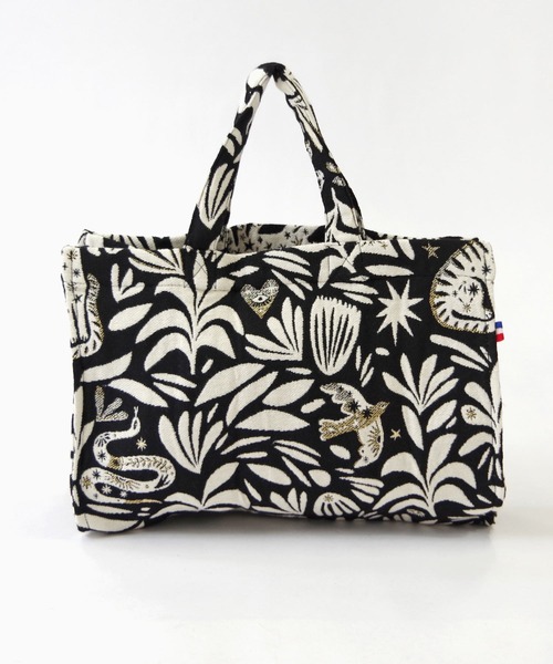 Erwan L(アルワンエル)の「Erwan L(アルワンエル) / ガセットトートバッグ Gusset tote EL-25003 フランス製(トートバッグ・レディース・ブラックミックス/ゴールド/ブラック×ホワイト/ブラック×ゴールド/ホワイト×レッド/ライトブルー/ネイビー×ホワイト/マルチ/ライトグレー/レオパード・FREE)」の4枚目の写真