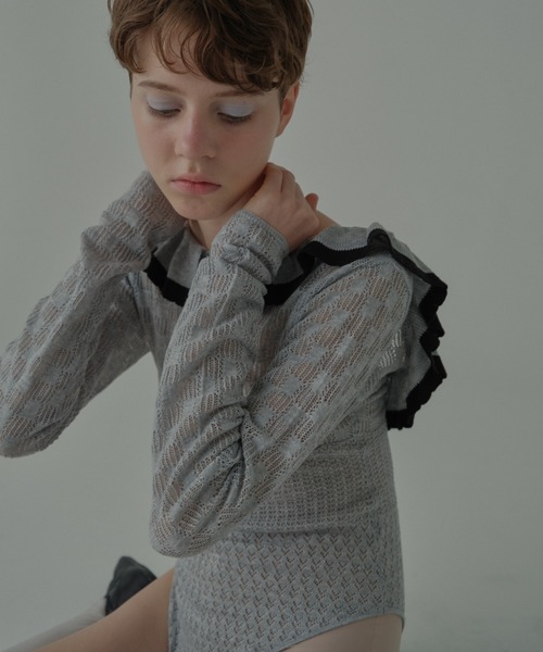 HONEY MI HONEY(ハニーミーハニー)の「crochet frill knit bodysuit(Tシャツ/カットソー・レディース・ホワイト/グレー/ブラック・FREE)」の17枚目の写真