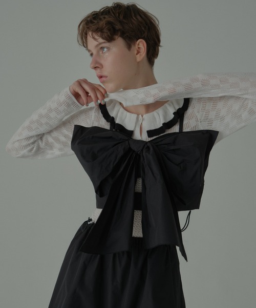 HONEY MI HONEY(ハニーミーハニー)の「crochet frill knit bodysuit(Tシャツ/カットソー・レディース・ホワイト/グレー/ブラック・FREE)」の13枚目の写真