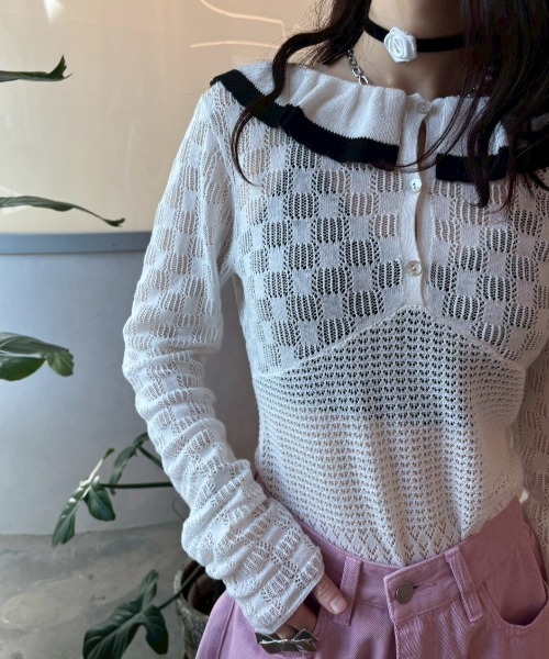 セール】crochet frill knit bodysuit（Tシャツ/カットソー）｜HONEY