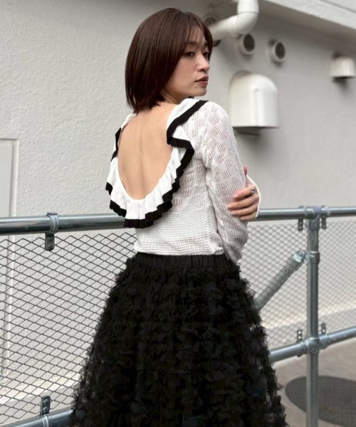 ニット+セーター HONEYMIHONEY crochet frill knit bodysuit HONEY MI HONEY｜crochet frill knit bodysuit
