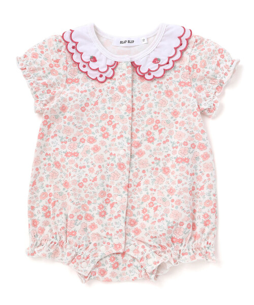 SLAP SLIP BABY（スラップスリップベビー）の「【お揃い】プリント総柄重ね襟付き半袖ロンパースベビー(60~80cm)（ロンパース・キッズ・ピンク系その他/レッド系その他・80ｃｍ/70cm/60cm）」の5枚目の写真