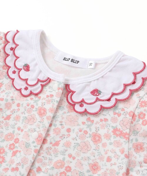 SLAP SLIP BABY（スラップスリップベビー）の「【お揃い】プリント総柄重ね襟付き半袖ロンパースベビー(60~80cm)（ロンパース・キッズ・ピンク系その他/レッド系その他・80ｃｍ/70cm/60cm）」の7枚目の写真