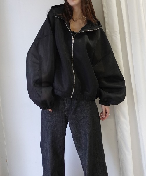 CORNERS（コーナーズ）の「シアーダンボールパーカー（パーカー・レディース・グレイッシュベージュ/ブラック/ホワイト・FREE）」の4枚目の写真