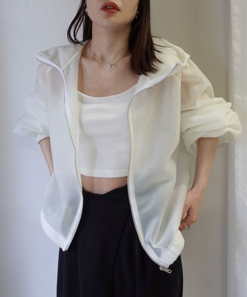 CORNERS（コーナーズ）の「シアーダンボールパーカー（パーカー・レディース・グレイッシュベージュ/ブラック/ホワイト・FREE）」の15枚目の写真