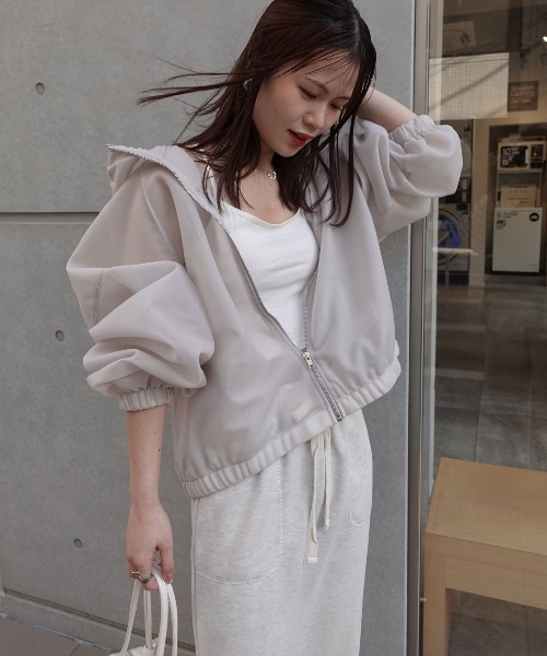 CORNERS（コーナーズ）の「シアーダンボールパーカー（パーカー・レディース・グレイッシュベージュ/ブラック/ホワイト・FREE）」の22枚目の写真