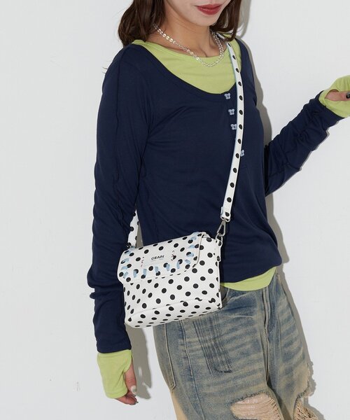 GRAIN（グレイン）の「【WEB限定】【GRAIN】ステッチ水玉ミニショルダーバッグ（ショルダーバッグ・レディース・ホワイト/ブラック・FREE）」の5枚目の写真