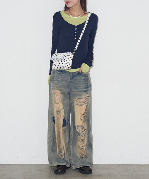 GRAIN（グレイン）の「【WEB限定】【GRAIN】ステッチ水玉ミニショルダーバッグ（ショルダーバッグ・レディース・ホワイト/ブラック・FREE）」の8枚目の写真