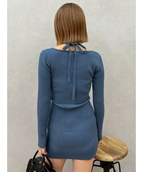 EVRIS（エヴリス）の「レイヤードホルターネックミニワンピース（ワンピース・レディース・ピンク/ブラック/ブルー・FREE）」の4枚目の写真