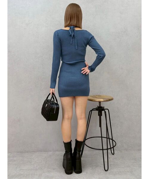 EVRIS（エヴリス）の「レイヤードホルターネックミニワンピース（ワンピース・レディース・ピンク/ブラック/ブルー・FREE）」の5枚目の写真