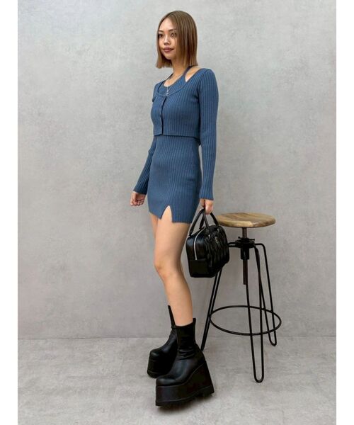 EVRIS（エヴリス）の「レイヤードホルターネックミニワンピース（ワンピース・レディース・ピンク/ブラック/ブルー・FREE）」の6枚目の写真