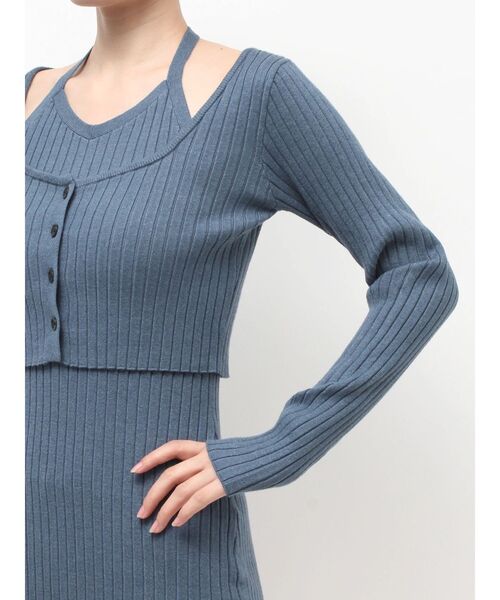 EVRIS（エヴリス）の「レイヤードホルターネックミニワンピース（ワンピース・レディース・ピンク/ブラック/ブルー・FREE）」の12枚目の写真