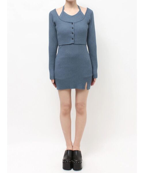 EVRIS（エヴリス）の「レイヤードホルターネックミニワンピース（ワンピース・レディース・ピンク/ブラック/ブルー・FREE）」の17枚目の写真