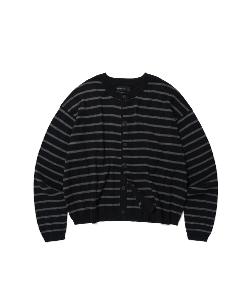 eastserviceshop(イーストサービスショップ)の「ESS ストライプクロップカーディガン - ブラック(カーディガン/ボレロ・レディース・ブラック・SMALL/MEDIUM/LARGE)」の1枚目の写真