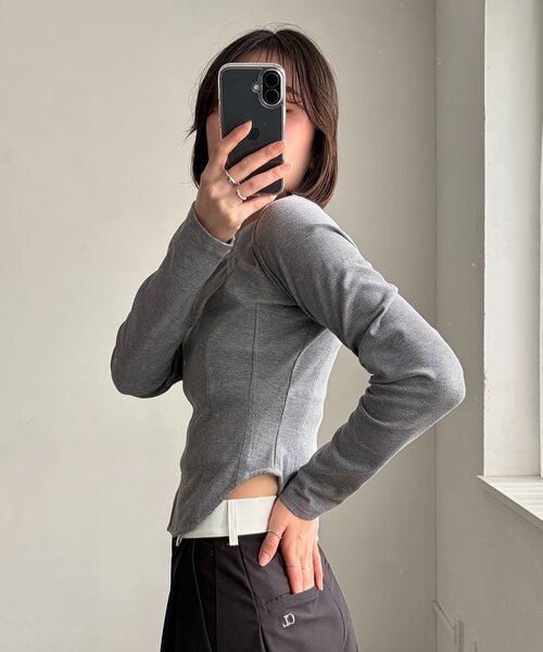 CAPRICIEUX LE'MAGE（カプリシューレマージュ）の「コルセットロンT（Tシャツ/カットソー・レディース・ホワイト/ブラック/グレー・FREE）」の3枚目の写真