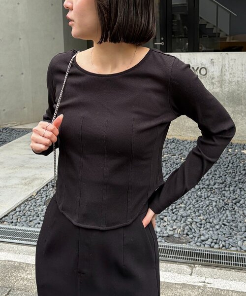 CAPRICIEUX LE'MAGE（カプリシューレマージュ）の「コルセットロンT（Tシャツ/カットソー・レディース・ホワイト/ブラック/グレー・FREE）」の2枚目の写真