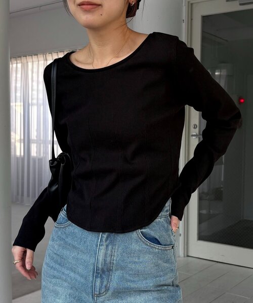 CAPRICIEUX LE'MAGE（カプリシューレマージュ）の「コルセットロンT（Tシャツ/カットソー・レディース・ホワイト/ブラック/グレー・FREE）」の14枚目の写真