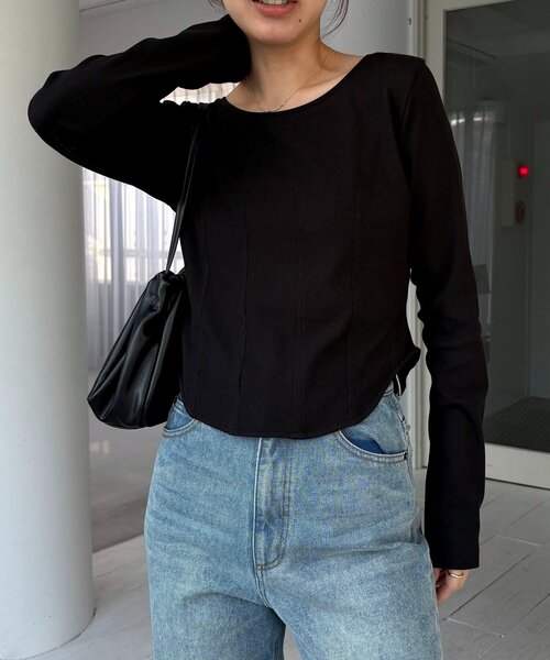 CAPRICIEUX LE'MAGE（カプリシューレマージュ）の「コルセットロンT（Tシャツ/カットソー・レディース・ホワイト/ブラック/グレー・FREE）」の17枚目の写真