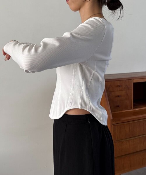 CAPRICIEUX LE'MAGE（カプリシューレマージュ）の「コルセットロンT（Tシャツ/カットソー・レディース・ホワイト/ブラック/グレー・FREE）」の20枚目の写真