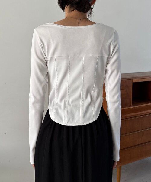 CAPRICIEUX LE'MAGE（カプリシューレマージュ）の「コルセットロンT（Tシャツ/カットソー・レディース・ホワイト/ブラック/グレー・FREE）」の21枚目の写真