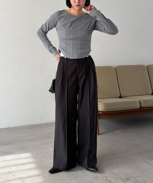 CAPRICIEUX LE'MAGE（カプリシューレマージュ）の「コルセットロンT（Tシャツ/カットソー・レディース・ホワイト/ブラック/グレー・FREE）」の9枚目の写真