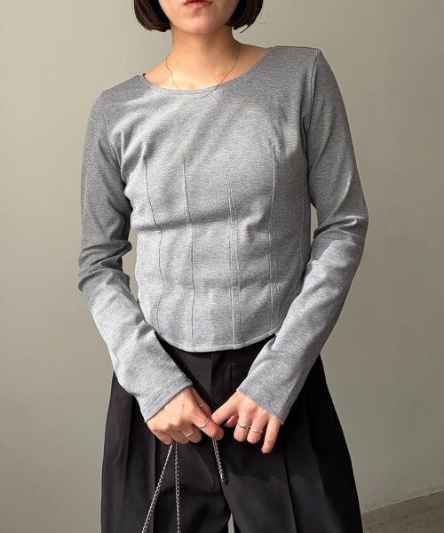 CAPRICIEUX LE'MAGE（カプリシューレマージュ）の「コルセットロンT（Tシャツ/カットソー・レディース・ホワイト/ブラック/グレー・FREE）」の8枚目の写真