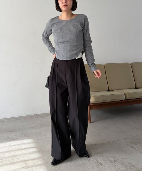 CAPRICIEUX LE'MAGE（カプリシューレマージュ）の「コルセットロンT（Tシャツ/カットソー・レディース・ホワイト/ブラック/グレー・FREE）」の7枚目の写真