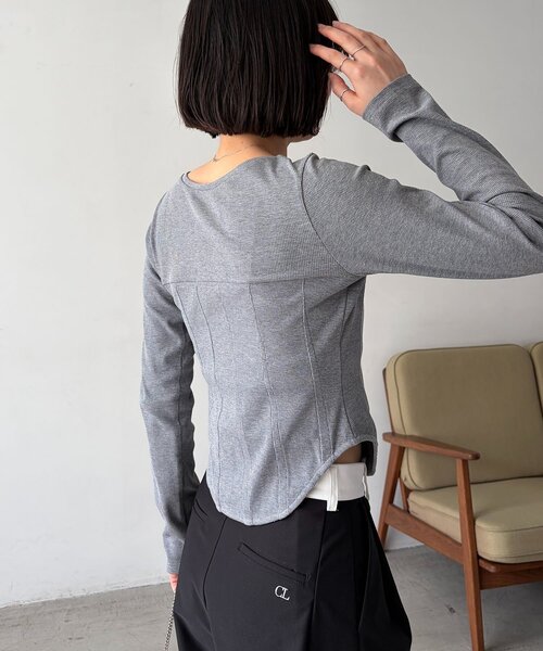 CAPRICIEUX LE'MAGE（カプリシューレマージュ）の「コルセットロンT（Tシャツ/カットソー・レディース・ホワイト/ブラック/グレー・FREE）」の6枚目の写真