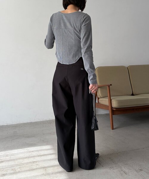 CAPRICIEUX LE'MAGE（カプリシューレマージュ）の「コルセットロンT（Tシャツ/カットソー・レディース・ホワイト/ブラック/グレー・FREE）」の4枚目の写真