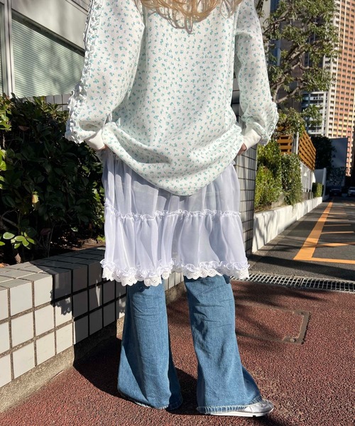 WC(ダブル シー)の「シアーレースミドルスカート(スカート・レディース・ホワイト/ピンク・FREE)」の5枚目の写真