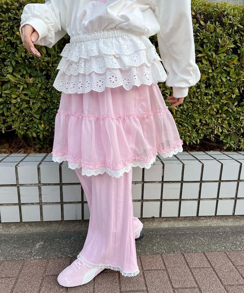 WC(ダブル シー)の「シアーレースミドルスカート(スカート・レディース・ホワイト/ピンク・FREE)」の11枚目の写真