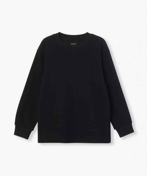 MUSINSA STANDARD KIDS（ムシンサスタンダードキッズ）の「ワッフルリラックスドクルーネック長袖Tシャツ[ブラック]（Tシャツ/カットソー・レディース・その他・100/110/150/120/130/140/160）」の2枚目の写真