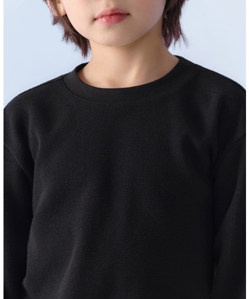 MUSINSA STANDARD KIDS（ムシンサスタンダードキッズ）の「ワッフルリラックスドクルーネック長袖Tシャツ[ブラック]（Tシャツ/カットソー・レディース・その他・100/110/150/120/130/140/160）」の4枚目の写真