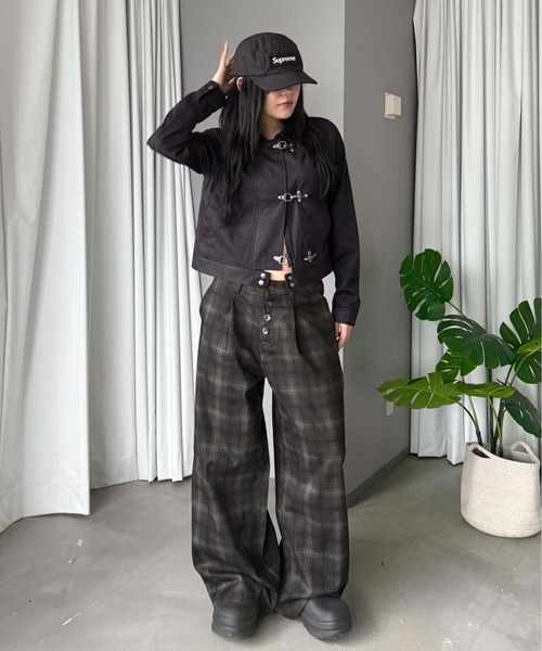 sedacle(セダクル)の「チェックツイルボタンフライパンツ(その他パンツ・メンズ・グレー/チャコールグレー・LARGE/MEDIUM/SMALL)」の4枚目の写真