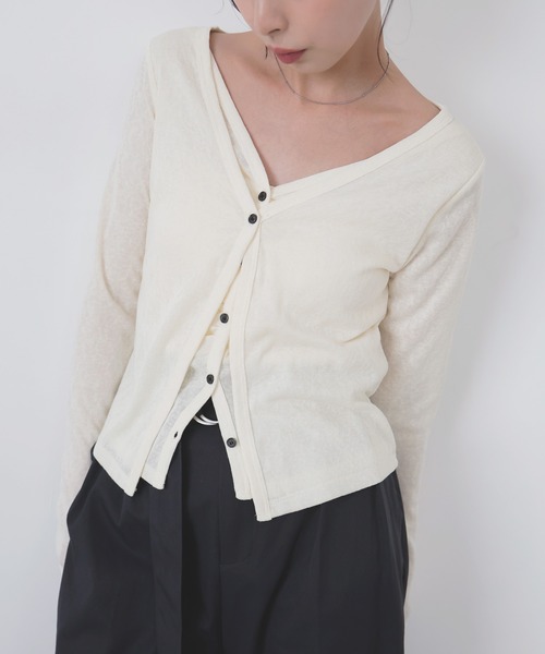 LIAN（リアン）の「レイヤードVネックギャザーカーデ（カーディガン/ボレロ・レディース・アイボリー/グレー/ブラック・FREE）」の22枚目の写真