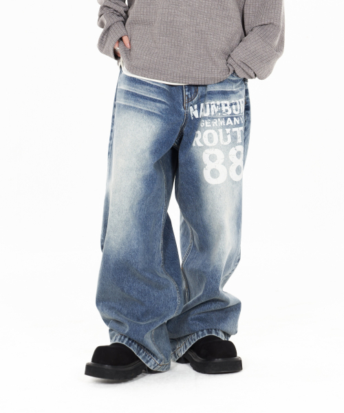IDWS(アイドンワナセル)の「Inter Print Denim Pants Indigo(デニムパンツ・レディース・その他・1/2/0)」の2枚目の写真